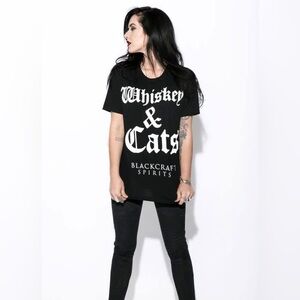 Women’s Black Craft Spirits Whiskey & Cats Cutoff T-Shirt